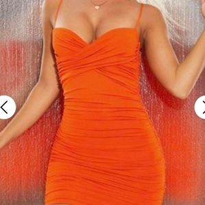 Oh polly orange stretch dress